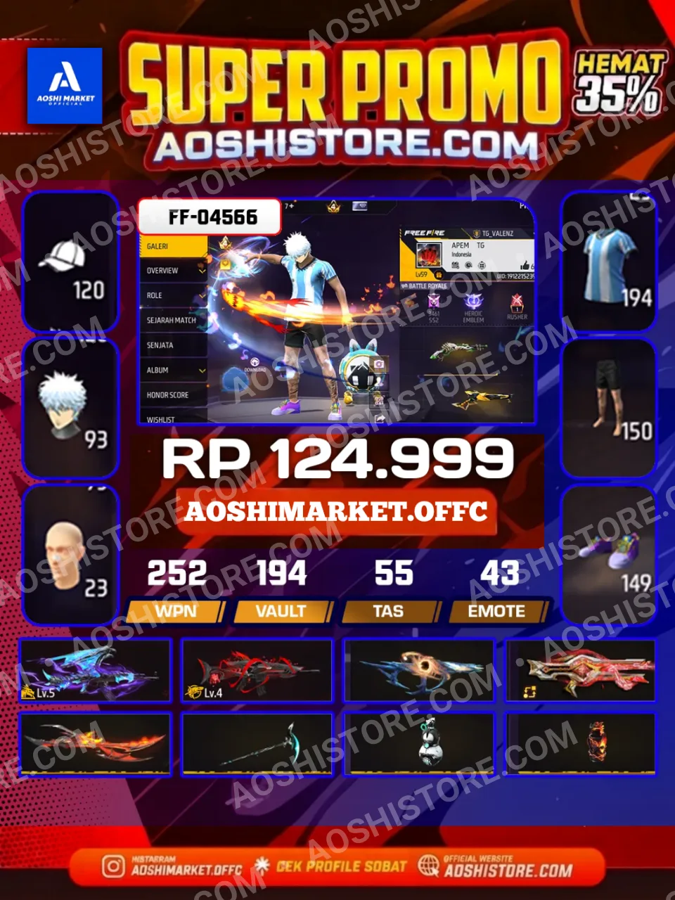 Evo Ak47 4, Evo Scar Megalodon 4, Sg 2 Lumut, Sg 2 Golden Glare,Bundle Gintoki Sakata, Megumi Jjk On, Nightmare Bundle On